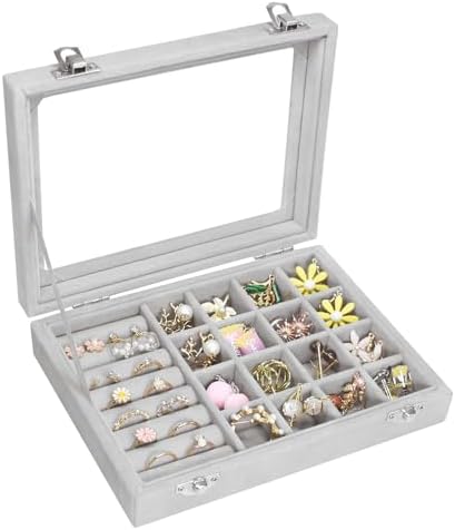 Vicoter Rings Organizer Tray 7 Slots Velvet Jewelry Earring Storage Box by Vicoter