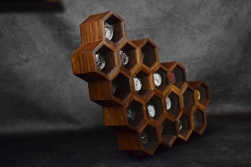 Extra Large Superior Rosewood Honeycomb Watch Box Display Case Holder Collector Organizer for Men, Men's Vintage Watch Storage Box to Store and Keep your Watches Safe and Sophisticated. - Image 5