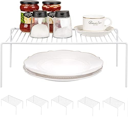 Kitchen Cabinet Shelf Organizer Set of 6, Medium (13 x 9.4 inch) Metal Wire Pantry Storage Shelves, Dish Plate Racks for Cabinets, Freezer, Counter, Cupboard Organizers and Storage, White - Image 2