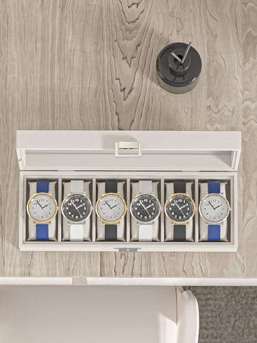 Watch Display Case For Men,Leather Watch Organizer Box,Watch Collection Storge Holder For Women,Watch Travel Organizer Tray (Beige Velvet, 6 slots) - Image 5