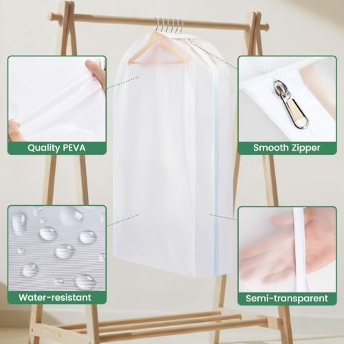 Carbrea 10" Gusseted Garment Bags for Hanging Clothes, 43 inches, 3 Pack - Image 6