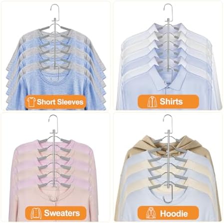 TOPIA HANGER Clothes Hanger Space Saving, 6 Tier Shirt Coat Hangers Space Saving No Bump Shoulder Hangers with No Slip Foam Padded Closet Organizers and Storage for Men and Women 2 Pack CT87G - Image 6