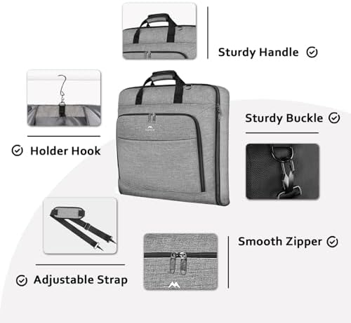 MATEIN Carry On Garment Bags for Travel, Water Resistant Hanging Suit Bag - Image 4