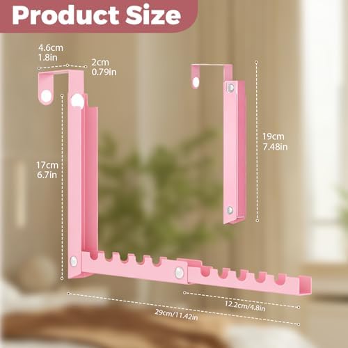 Pink Over the Door Hooks,Foldable Over the Door Hanger for Clothes - Image 2