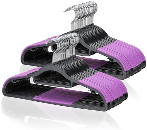 Tonswachic Coat Hanger, Space Save Plastic Clothes Hangers, 50 Pack, Purple by TonswachicHangersSpaceSaver