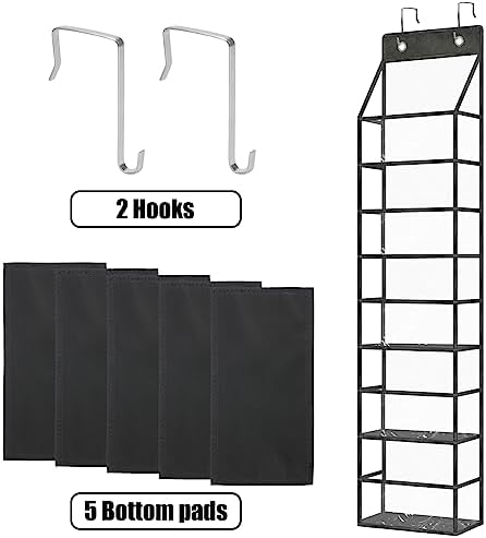 5-Shelf Over The Door Pantry Organizer with Clear Pockets, Heavy Duty Hanging Storage for Closet, Bedroom, Bathroom, and Nursery (Black, Holds up to 28 lbs) - Image 4