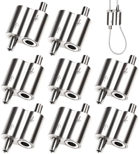 1/16 Inch Cable Clamps, 1/16" M3 304 Stainless Steel Wire Rope Cable Clip Clamp, Two Way Wire Rope Clips for 1.5-2.0mm Wire Rope for Holiday Decorations for Outdoors/Indoors - 8 PCS by GoalMad