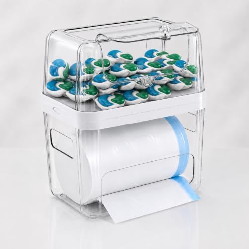 Trash Bag and Laundry pods Dispenser, 3-in-1 Clear Under Sink Organizer, Dishwasher Pod Storage Container, Stackable Kitchen Cabinet Storage Box Fits 13/30/33 Gallon Garbage Bags by Unknown