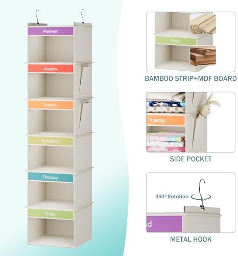 YOUDENOVA Weekly Clothes Organizer for Kids, Hanging Closet Organizer - Image 4