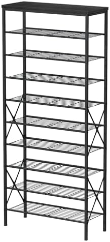 10 Tiers Shoe Storage Organizer, Large Capacity Shoe Shelf Holds 32 Pairs of Shoes,Black - Image 6