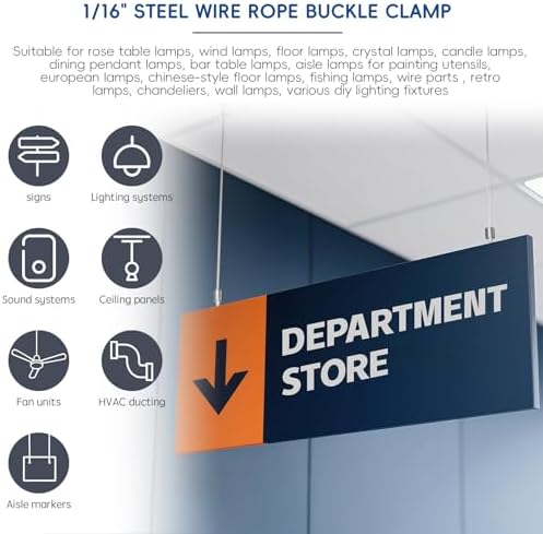 1/16 Inch Cable Clamps, 1/16" M3 304 Stainless Steel Wire Rope Cable Clip Clamp, Reusable One Way Wire Rope Clips for 1.5mm-2.0mm Cable for Holiday Decorations for Outdoors/Indoors- 4 PCS - Image 3