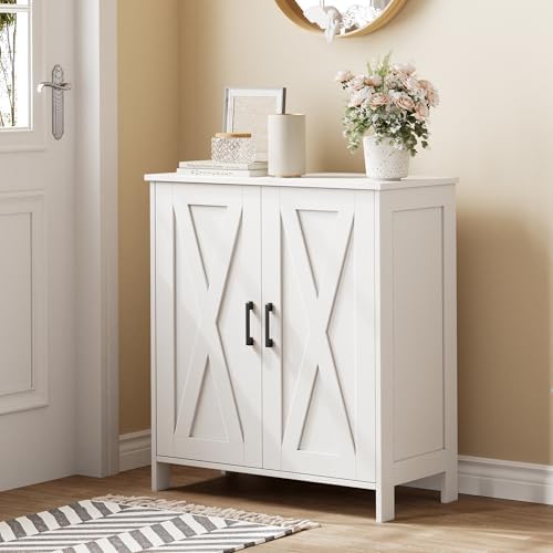 Homleke Farmhouse Shoe Cabinet with 2 Barn Doors & Wood Legs - Image 6