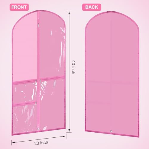Geelin 14 Pcs Garment Bags for Dance PVC Clear, Pink - Image 2