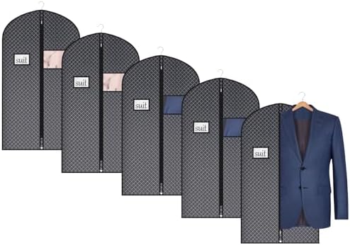 Univivi Suit Bags for Closet Storage and Travel, 40 Inch, 5 Pack, Black by Univivi