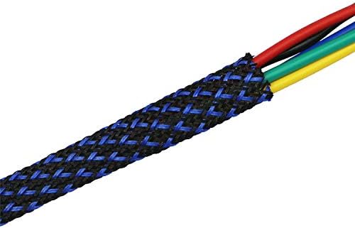 30ft PET Expandable Sleeving Wire Cable Sleeve (1/3", Blue&Black) - Image 2