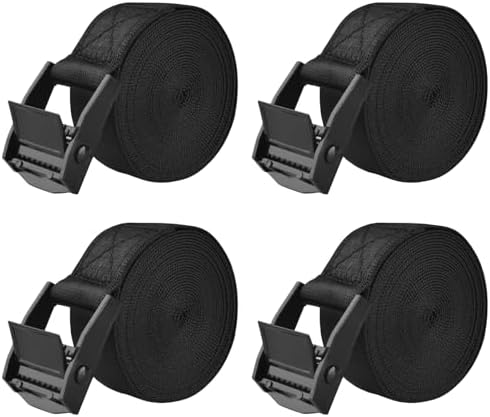 TRIWONDER Cinch Tie Down Strap Lashing Straps Heavy Duty Nylon Straps with Cam Buckles for Cargo, Trucks, Boat, Motorcycle,SUP, Kayak, Canoe, Trailer (4m, Black - 4 Pack) by TRIWONDER