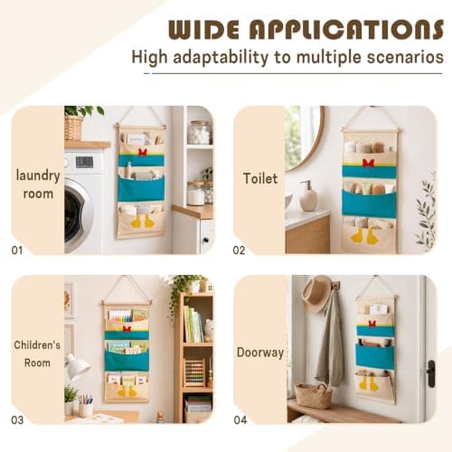 3-Pocket Hanging Wall Organizer, Cartoon Duck Design for Playroom - Image 4