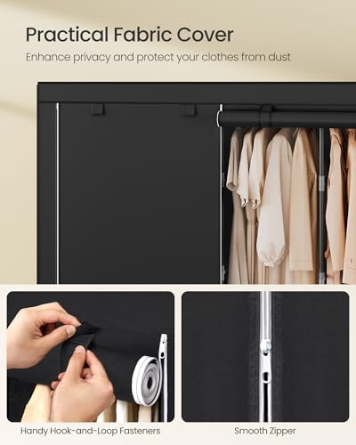 SONGMICS Portable Closet with Cover, 5 Hanging Rods and Shelves - Image 5