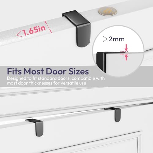 SWTYMIKI Over The Door Hooks Organizer - Multi-Functional Door Hanger with 16 Hooks & 2 Mesh Baskets, Long Coat Rack for Bathroom, Bedroom, Living Room, Home Storage Organizer, Black - Image 6