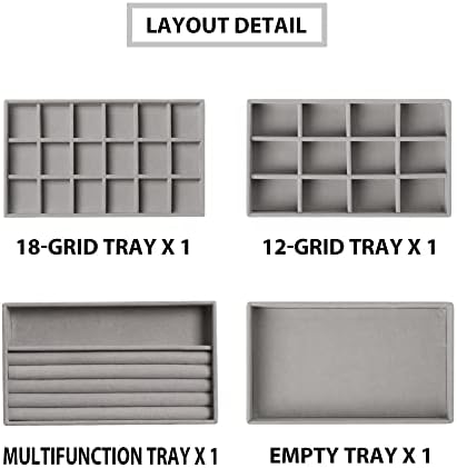 Frebeauty Jewelry Trays for Drawer,Set of 4 Jewelry Organizer and Storage - Image 4