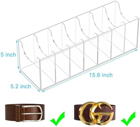 NIUBEE Belt Organizer for Closet, Acrylic Belt Box, Belt Storage, 7 Grids - Image 3