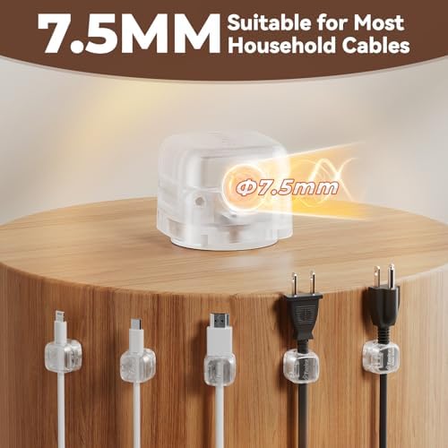 6Pack Cable Clips Cord Organizer for Desk, 360° Rotatable, Clear - Image 3