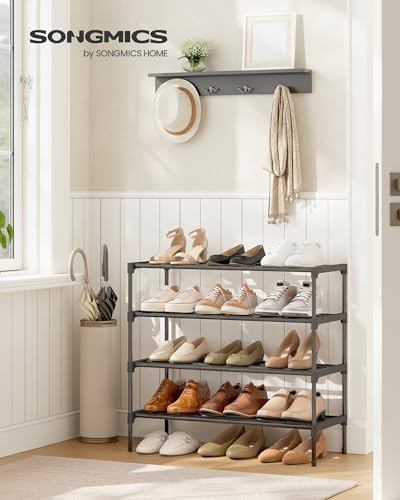 SONGMICS Shoe Rack, 4-Tier Stackable Metal Shoe Organizer, 24.5" Wide - Image 2