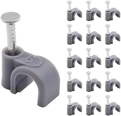 1/4" / 6mm Half Clamp J-Hook Cable Clips with Nail, Gray, 100pcs by PHITUODA
