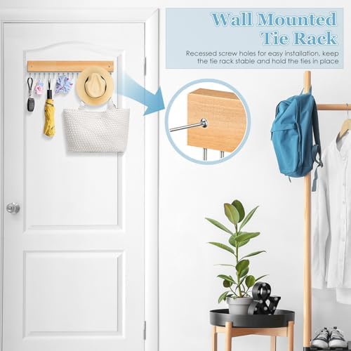 Tie Rack Belt Hanger Wall Mounted Tie Organizer Natural 1 Pack - Image 2