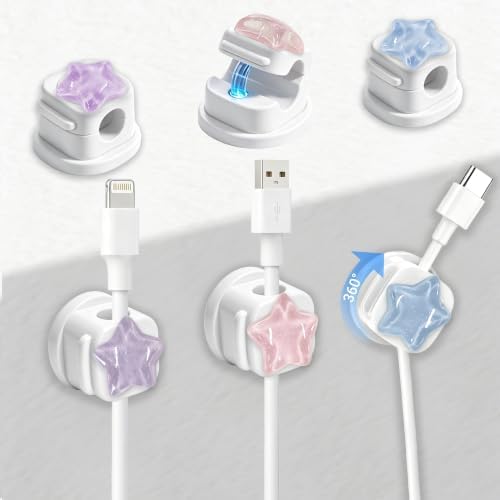 6Pack Magnetic Cable Clips,Night-Glowing Cord Holder,White Star by Frayot