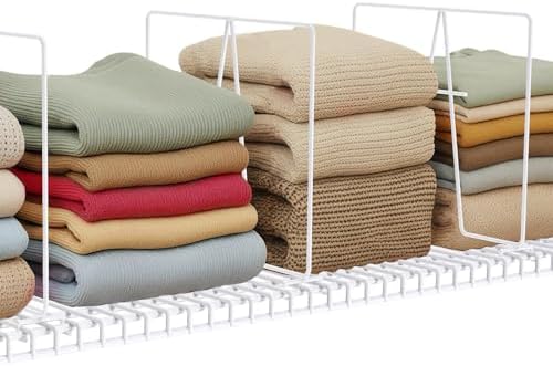 Supforce 4 Pack Wire Shelf Dividers for Closet, 12 x 12in, Bright White by Supforce