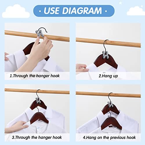 Unittype 100 Pcs Unitype Hanger Connector Hooks, Space Saving Clips, Gray - Image 3