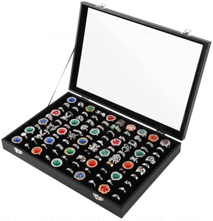 Pangkeep Ring Organizer Display Case,Black Jewelry Storage Tray,100 Slots by Pangkeep