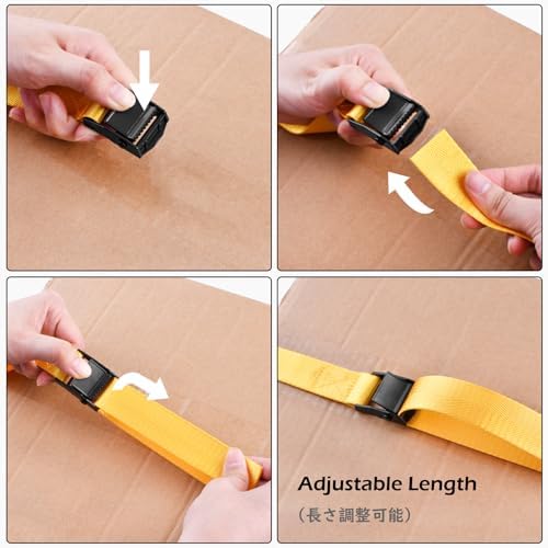 TRIWONDER Cinch Tie Down Strap Lashing Straps Heavy Duty Nylon Straps with Cam Buckles for Cargo, Trucks, Boat, Motorcycle,SUP, Kayak, Canoe, Trailer (01# Yellow - 4 Packs, 16.4 FT) - Image 4