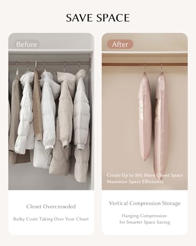 EACHY Garment Bag for Hanging Clothes, Space Saving Dustproof Clothes Cover with Self-Compression Zipper, Visible Closet Organizer for Closet Storage - Image 2