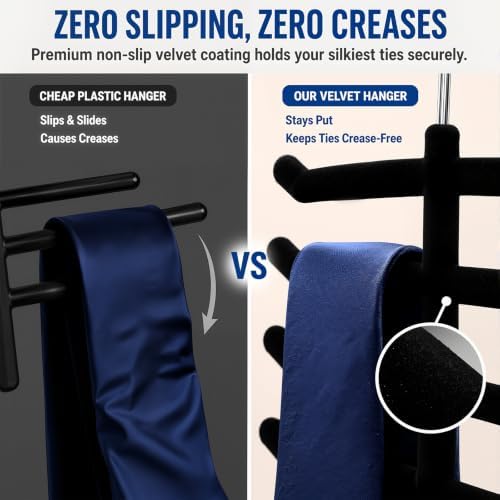 Kathfly Tie Hanger Organizer Multilayer Black Velvet Tie Holders for Closet - Image 4