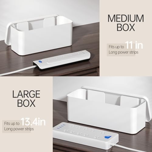 YECAYE Cable Management Box, White, XL+M, 2 Pack - Image 6