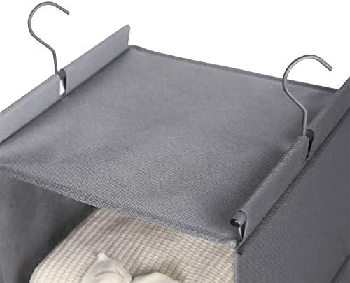 MAX Houser 4-Shelf Hanging Closet Organizer, Space Saver, Cloth Hanging Shelves with 2 Side Pockets, Foldable (Grey) - Image 6