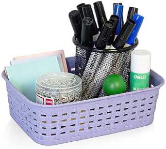 Soddeph Plastic Storage Baskets for Cabinets, Household Pantry Organization with Handle,Organizer Bins for Room,Bathrooms,Under-Sink,Kitchen (Purple, XS-3PACK) - Image 5