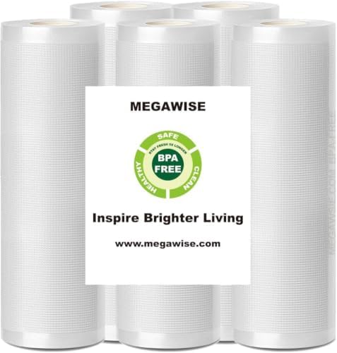MEGAWISE Vacuum Sealer Rolls, 8 in x 21.6 ft, 5 Pack, BPA-Free by MEGAWISE