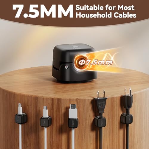 6Pack Cable Clips Cord Organizer for Desk, 360° Rotatable, Black - Image 3