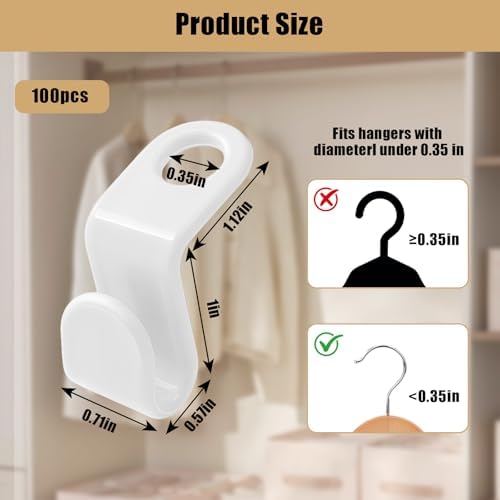 100 Pcs Hanger Connector Hooks,Space Saving Hangers for Clothes,Clothes Connector Hooks, Hanger Organizer Space Saver,Hanger Extender Hooks (Pack of 4) - Image 5