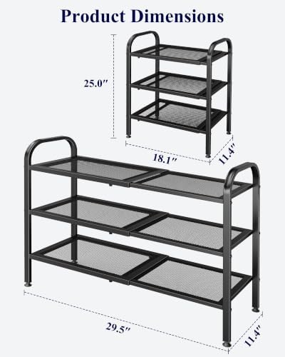 Kitsure Metal Expandable Shoe Rack, 18.1-29.5" x 11.4" x 25.0", Black - Image 3