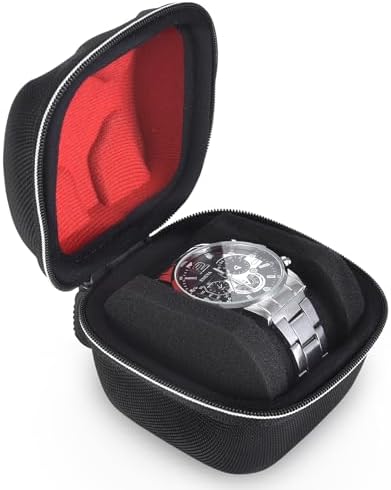 1-Slot Hard Shell Watch Travel Case, Shockproof Nylon Organizer by Jimtoiny
