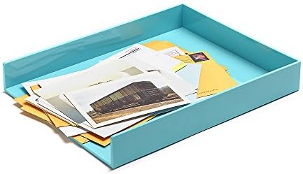 Poppin Stackable Letter Tray - Modular Lacquer Desk Trays for Office Organization, Color-Coordinated Office Supplies for Desk, Paper Trays (Aqua, Letter) - Image 2