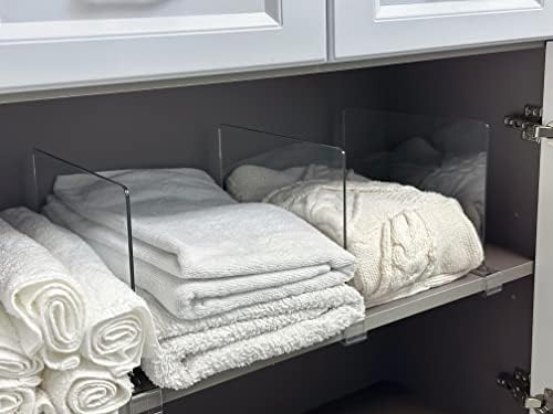 LikeU Acrylic Shelf Divider,Wood Shelf Dividers,Clear Closet Shelf Separators Clothing Organizer Perfect for Bedroom Shelving Organization and Kitchen Cabinet Shelf Storage,2 PCS - Image 2