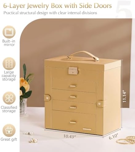 Homde Large Jewelry Box for Women: 5-Layer Organizer with Lock for Dresser - Image 2