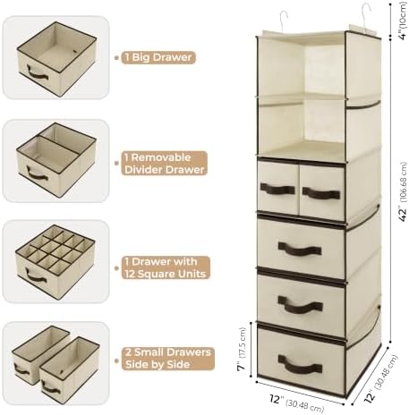 GRANNY SAYS Hanging Closet Organizer, 5 Drawers, 6 Shelves, 6 Pockets - Image 3