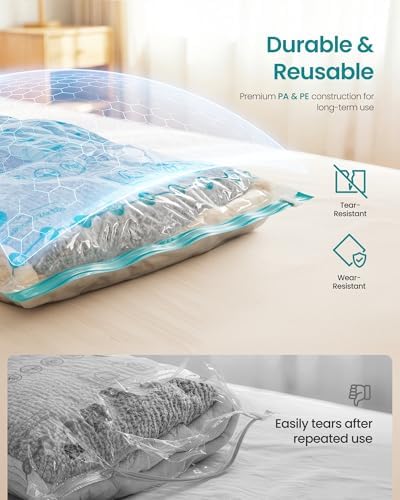 SONGMICS Vacuum Storage Bags, Rechargeable Electric Pump, 9 Pack, 3S/3M/3L - Image 6