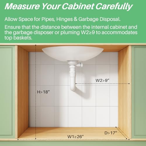 Under Sink Organizer, 2-Pack Pull Out Cabinet Organizer 2 Tier Metal Slide Out Storage Shelf Rack, L-Shaped Adjustable Height,Mesh Sliding Drawer for Kitchen, Bathroom, Laundry, Pantry, White, XL - Image 2